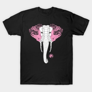 Elephant And Unicorn Floral Face Outline T-Shirt